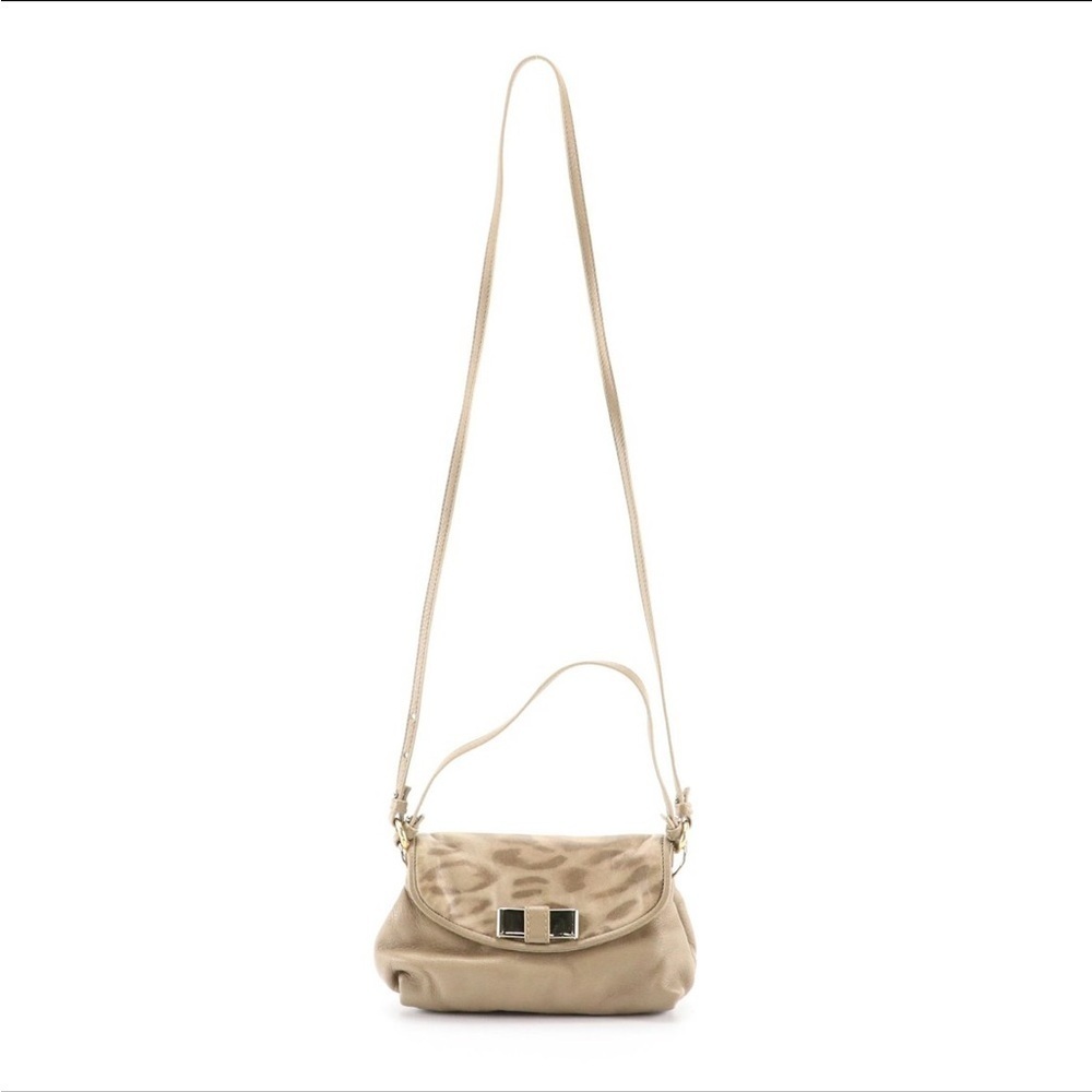 Chloé Lily Mini Two-Way Bag in Taupe Leather Leopard Print Accent